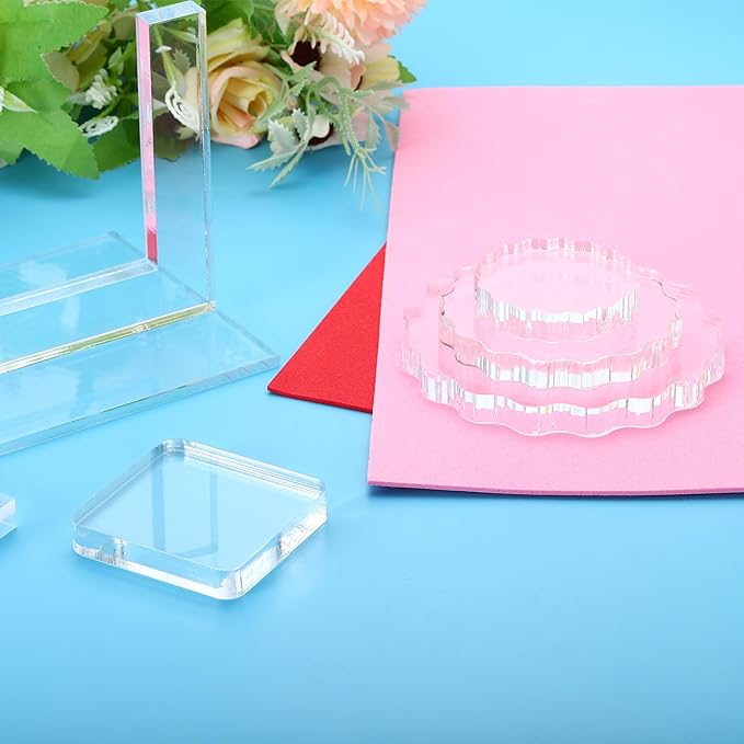 PATIKIL Acrylic Stamp Block, 1 Pack Clear Stamping Blocks with Grid Lines Decorative Mounting Blocks Set Rectangle for Scrapbooking DIY Crafts Card Making
