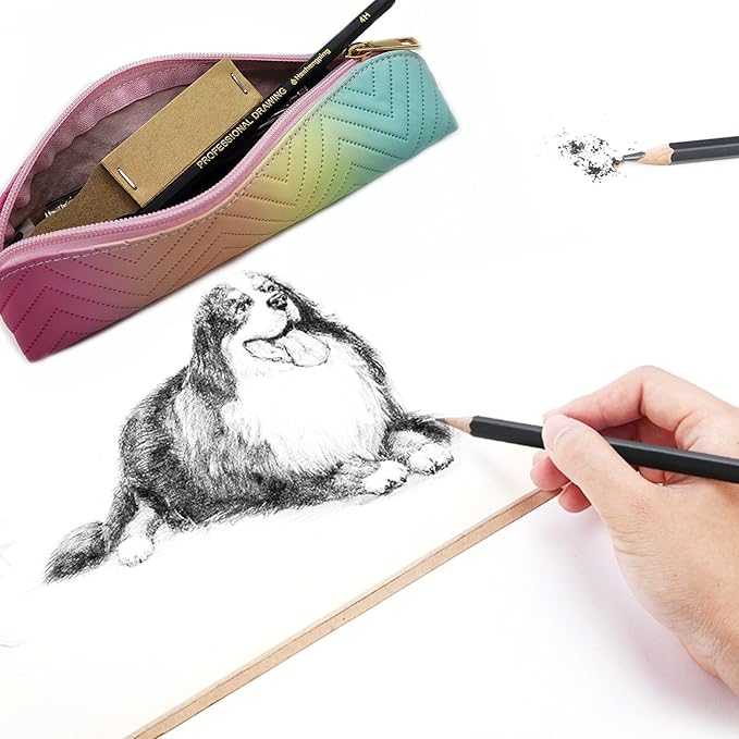 Heshengping 26 Pack Sketching Set Drawing Pencils Kit Art Supplies Include Graphite Charcoal Professional Pencils Set Cute Portable case for Artists Adults Beginners Artist