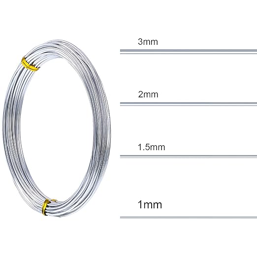 TecUnite Aluminum Craft Wire for Sculpting Armature Bendable Craft Wire for DIY Jewelry Making (1 Roll,Silver,10 M x 1 mm)