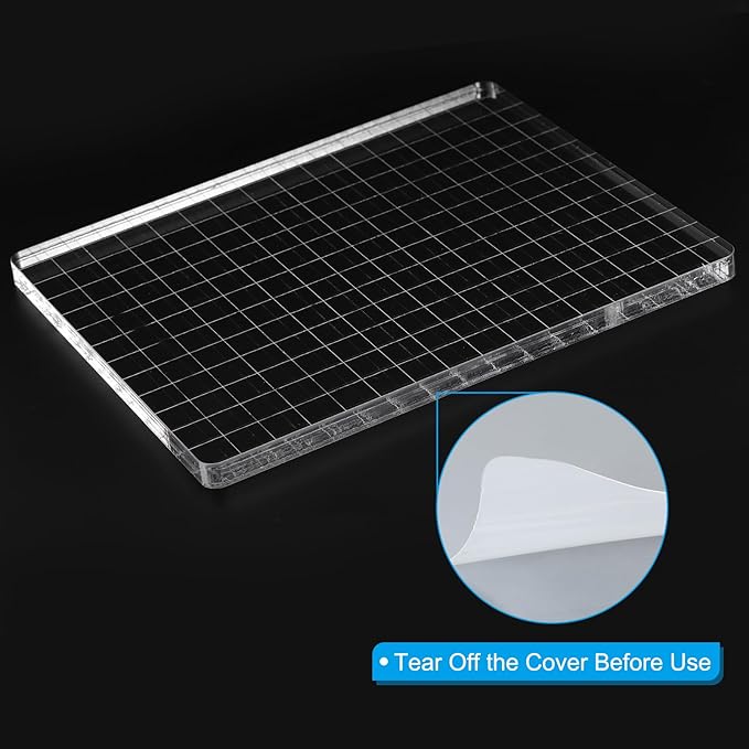 PATIKIL Acrylic Stamp Block, 3 Pack Stamping Block Rectangular Shape with Lines Decorative Mounting Blocks Set for Scrapbooking DIY Crafts Card Making, 5.9x2.4