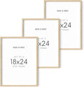 HAUS AND HUES Beige Wood Picture Frames 18 x 24 - Set of 3 Poster Frames 18 x 24, Wooden Picture Frames 18x24, Art 18x24 Frames, Wood Frames 24x18, Picture Frame Set Collage 18x24 (Beige Oak Frames)