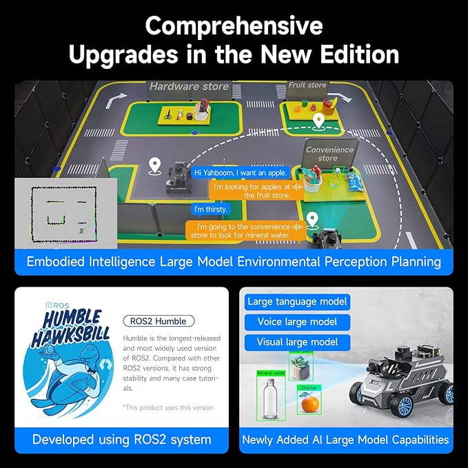 Yahboom for Jetson Orin Nano 8GB Super Ackerman Chassis, ROS2 AI Coding Robot with Large AI Model, SLAM Mapping and Autonomous Driving (Ultimate with Orin Nano 8GB)