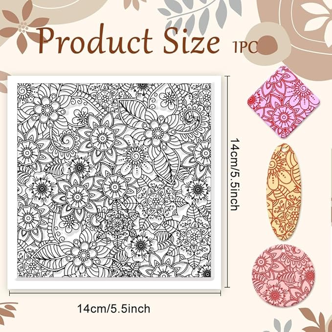 CHGCRAFT Abstract Flowers Geometric Flowers Silicone Texture Stamp Polymer Clay Molds DIY Clay Texture Tools for Clay Pottery Earring Jewelry Making Stamp Engraving Machines, Flower, 5.5x5.5inch