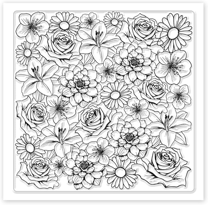 CHGCRAFT Flowers Polymer Clay Texture Sheets Rose Daisy Silicone Texture Stamp Lilies Cherry Blossom Clay Modeling Pattern Pad Texture Sheets for Polymer Clay Making Earrings Jewelry