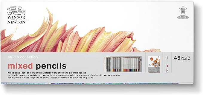 Winsor & Newton Studio Collection Artist Pencils, Mixed Pencil Box Set, 45 piece