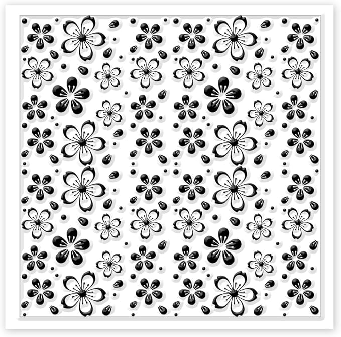 CHGCRAFT Cherry Blossoms Polymer Clay Texture Sheets Flowers Texture Silicone Clay Texture Stamp Clay Modeling Pattern Pad Texture Sheets for Earrings Jewelry Making