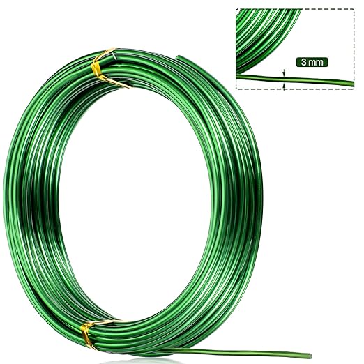 TecUnite Aluminum Craft Wire for Sculpting Armature Bendable Craft Wire for DIY Jewelry Making(Green, 10 M X 3 mm, 1 Roll)