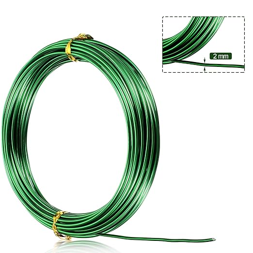 TecUnite Aluminum Craft Wire for Sculpting Armature Bendable Craft Wire for DIY Jewelry Making(Green, 10 M X 2 mm, 1 Roll)