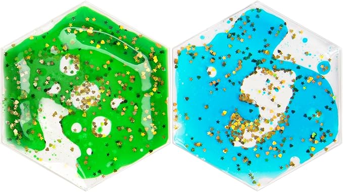 LONGKING 2-Pack Hexagon Liquid Tiles for Kids, Soft Gel Liquid Sensory Toys for Autistic Children, Sensory Mats, Sensory Toys for Toddlers 3-4