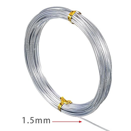 TecUnite Aluminum Craft Wire for Sculpting Armature Bendable Craft Wire for DIY Jewelry Making (2 Roll,Silver,10 M X 1.5 mm)
