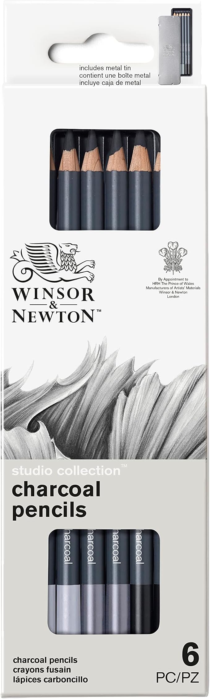 Winsor & Newton Studio Collection, 6 Count, Charcoal Pencils