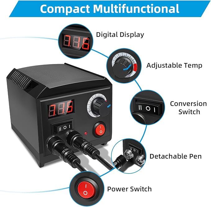 Wood Burning Tool, Wood Burner kit Pen 200~750℃, Wood Burning kit with Digital Thermometer Temperature Adjustable Temperature, 2 pyrographic Wood Burning pens, 36 Wood Burning Pen Tips