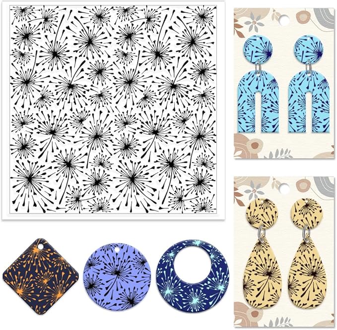 CHGCRAFT Dandelions Background Silicone Texture Stamp Polymer Clay Molds DIY Clay Texture Tools for Clay Pottery Earring Jewelry Making Stamp Engraving Machines, Dandelion, 5.5x5.5inch