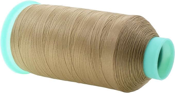 Mandala Crafts Bonded Nylon Thread Khaki Heavy Duty Sewing Threads - 2843 YDs Size 46 210D T45 Tex 45 Thread for Leather Jeans Weaving Outdoor Marine Upholstery Threads