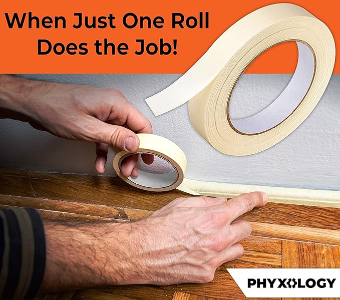 3/4 in Pro-Grade Masking Tape. Single Roll = 60 Yards of Multi-Use, Easy Tear Removable Tape. Great for Labeling, Painting, Packing and More. Adhesive Leaves No Residue!