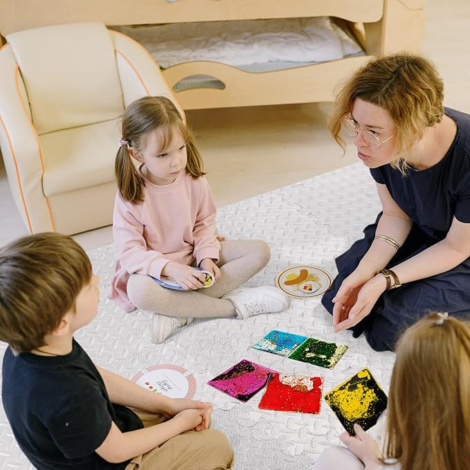 LONGKING 8-Pack Liquid Tiles for Kids, Soft Gel Liquid Sensory Toys for Autistic Children, Sensory Mats, Sensory Toys for Toddlers 3-4