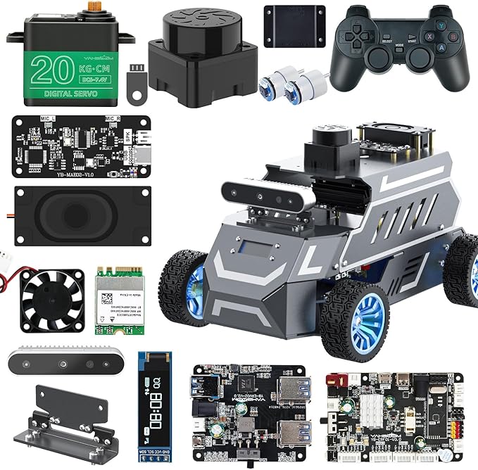 Yahboom ROS2 Robot Car Ackerman Steering Chassis,AI Visual Recognition Embodied Intelligence AI for Jetson Nano B01 4GB,User Manual Included (Superior Ver Without Nano)
