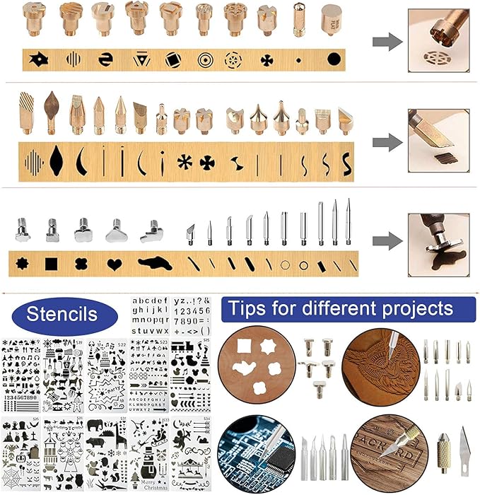 112PCS Calegency Wood Burning Kit-Wood Burning Tool Set with Digital LCD Display Pyrography Pen Adjustable Temperature and Embossing/Carving/Soldering/Engraving Tips for Wooden Crafts