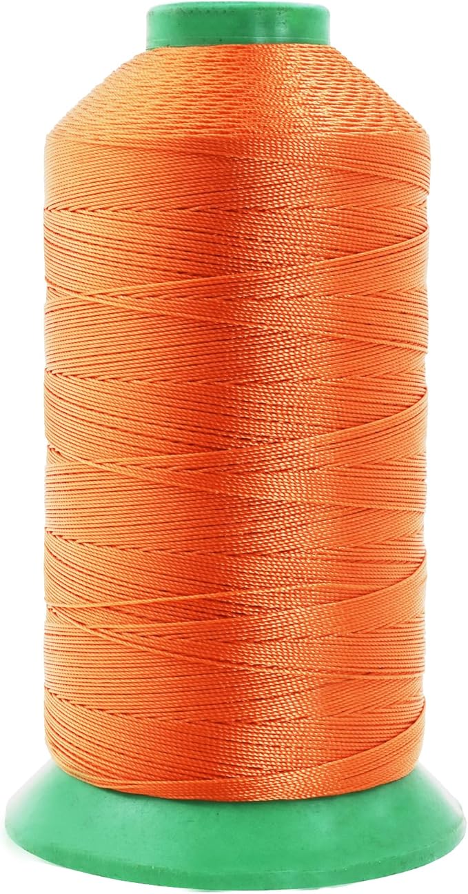 Mandala Crafts Bonded Nylon Thread Orange Heavy Duty Sewing Threads - 1250 YDs Size 138 420D T135 Tex 135 Thread for Leather Jeans Weaving Outdoor Marine Upholstery Threads