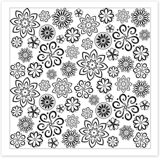 CHGCRAFT Lace Flowers Polymer Clay Texture Sheets Geometric Flowers Silicone Texture Stamp Clay Texture Mat Modeling Pattern Pad Texture Sheets for Jewelry and Clay Earrings Tools, 5.5x5.5 inch