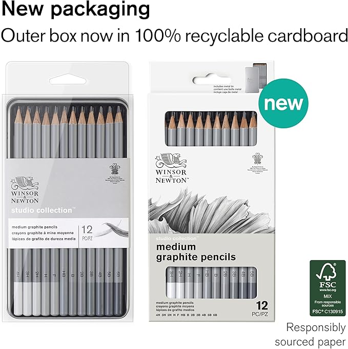 Winsor & Newton Studio Collection Artist Pencils, Graphite Pencils, Set of 12