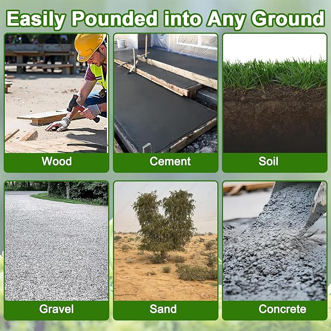 VVOKGO Rebar Stakes 24 Inch J Hook Heavy Duty Ground Anchors (8pcs), 3/8 Inch Diameter Metal Steel Extra Long Fence Stakes with Chisel Point End for Greenhouse, Gazebo, Carport, Camping Tents, Black