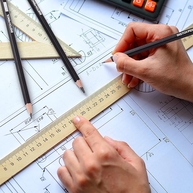 PANDAFLY Professional Drawing Sketching Pencil Set - 12 Pieces Graphite Pencils(14B - 2H), Ideal for Drawing Art, Sketching, Shading, Artist Pencils for Beginners & Pro Artists