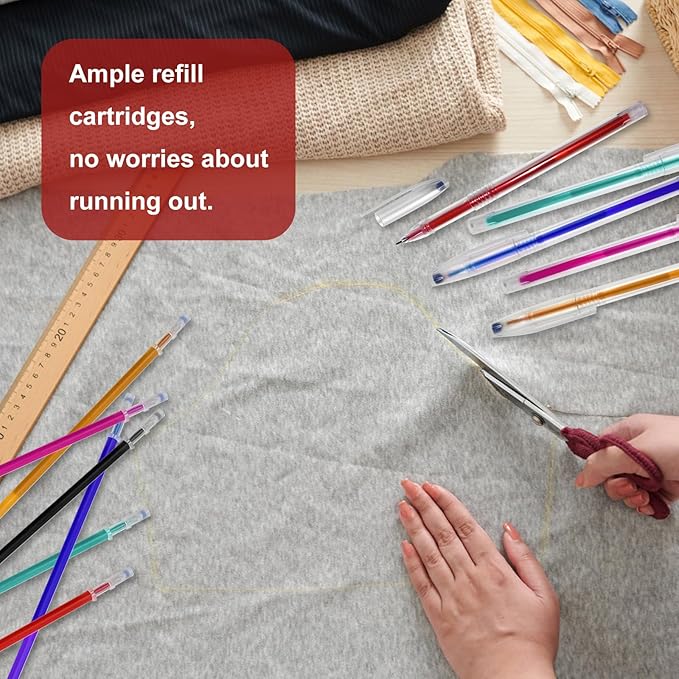 24pcs Heat Erasable Pens for Fabric, Assorted Colors, Fabric Pens for Sewing Erasable for Quilting Sewing DIY Dressmaking Fabrics Tailors Chalk