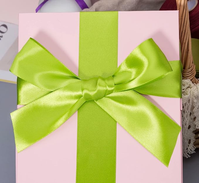 1 1/2 Inch Apple Green Solid Satin Ribbon, 50 Yards Craft Fabric Ribbon for Gift Wrapping Floral Bouquets Wedding Party Decoration