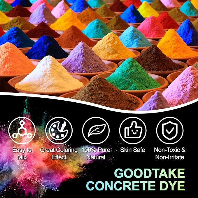 GOODTAKE Concrete Pigment, Rose Red Iron Oxide Pigment Powder, Concrete Cement Dye Color Coloring Powder for Brick, Tile, Clay, Lime, Mortar, Grout, Plaster, Paint, Bath Bombs (Rose Red, 20 oz)