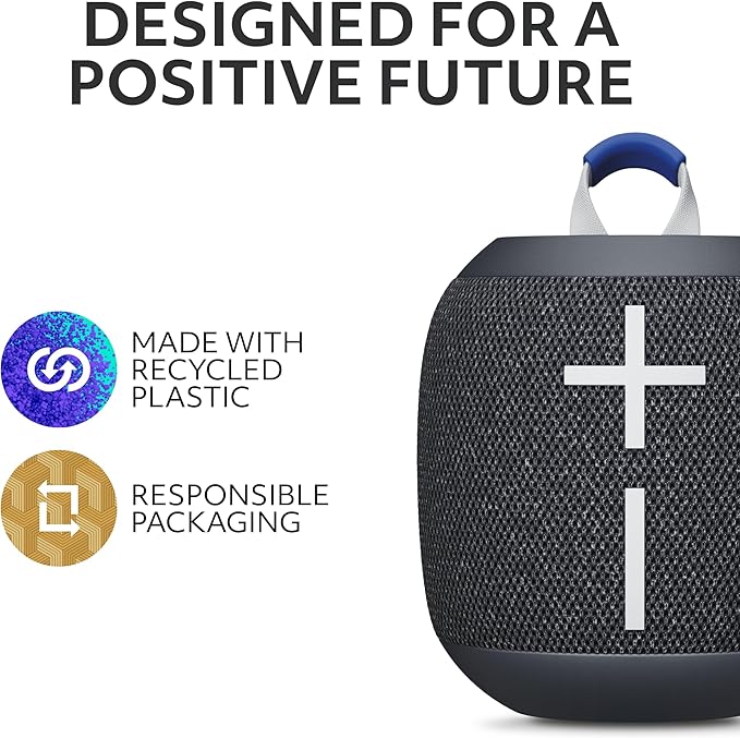 Ultimate Ears WONDERBOOM 4 Waterproof Bluetooth Outdoor Speakers with Big Bass & 360-Degree Sound, Dustproof Floating Wireless Speaker, 131ft Range - Black