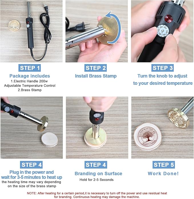 Custom Electric Branding Iron for Wood, Adjustable Temperature Wood Branding irons Personalized Wood Burning Letter Stamp for Leather Woodworking Tool, Handcraft & Wedding Gifts(3Inches)