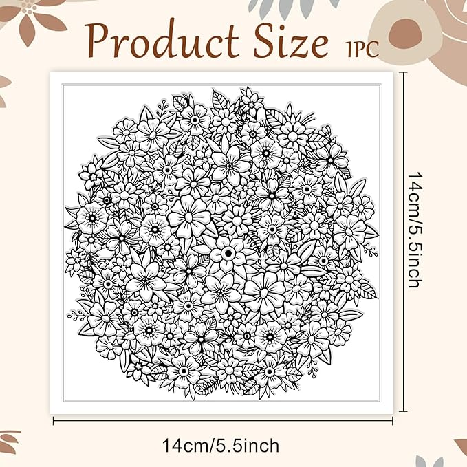 CHGCRAFT Flower Pile Polymer Clay Texture Sheets Flowers Silicone Texture Stamp Clay Texture Mat Modeling Pattern Pad Texture Sheets for Jewelry and Clay Earrings Tools, 5.5x5.5 inch