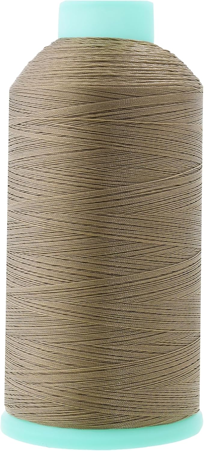 Mandala Crafts Bonded Nylon Thread Dark Beige Heavy Duty Sewing Threads - 2843 YDs Size 46 210D T45 Tex 45 Thread for Leather Jeans Weaving Outdoor Marine Upholstery Threads