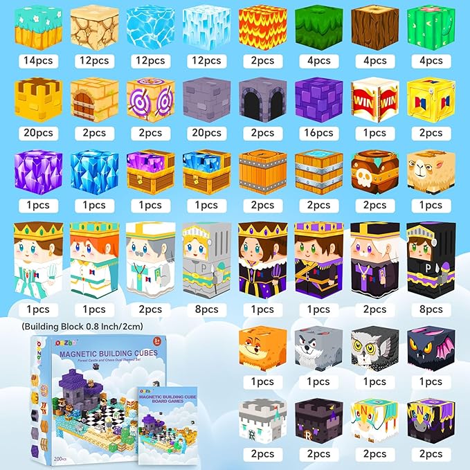 Magnetic Blocks Board Games Chess Set, Magnetic Tiles Building Blocks Kids Classroom Must Haves Montessori Education Sensory Magnet Cubes Toys, Toddler Birthday Gift for 3+ Year Old Boys Girls.