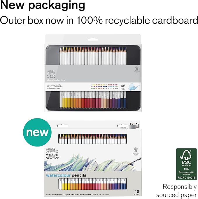 Winsor & Newton Studio Collection Artist Pencils, Watercolour Pencil Tin, 48 piece