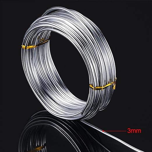 TecUnite Aluminum Craft Wire for Sculpting Armature Bendable Craft Wire for DIY Jewelry Making (1 Roll,Silver,10 M X 3 mm)