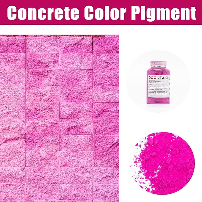 GOODTAKE Concrete Pigment, Rose Red Iron Oxide Pigment Powder, Concrete Cement Dye Color Pigment for Pastel Tile Paint Concrete Cement Mortar Grout (Rose Red, 8 oz)