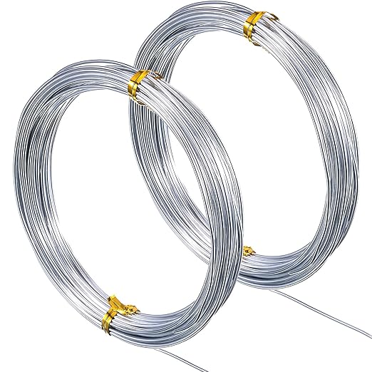TecUnite Aluminum Craft Wire for Sculpting Armature Bendable Craft Wire for DIY Jewelry Making (2 Roll,Silver,10 M X 1.5 mm)