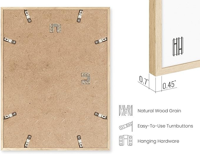 Haus and Hues 9x12 Natural Oak Wood Picture Frames Set of 15 - Premium Bulk Picture Frames 9x12 Bundle - Elegant Gallery Wall Frame Set for Posters, Art Display - Ideal for Wall Decor in Home & Office