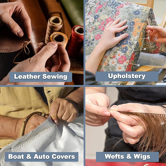 Mandala Crafts Bonded Nylon Thread Black Heavy Duty Sewing Threads - 1500 YDs Size 69 210D T70 Tex 70 Thread for Leather Jeans Weaving Outdoor Marine Upholstery Threads